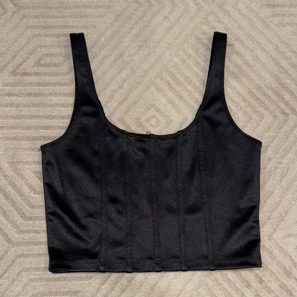 forever 21 Black shiny crop top 
worn once size s